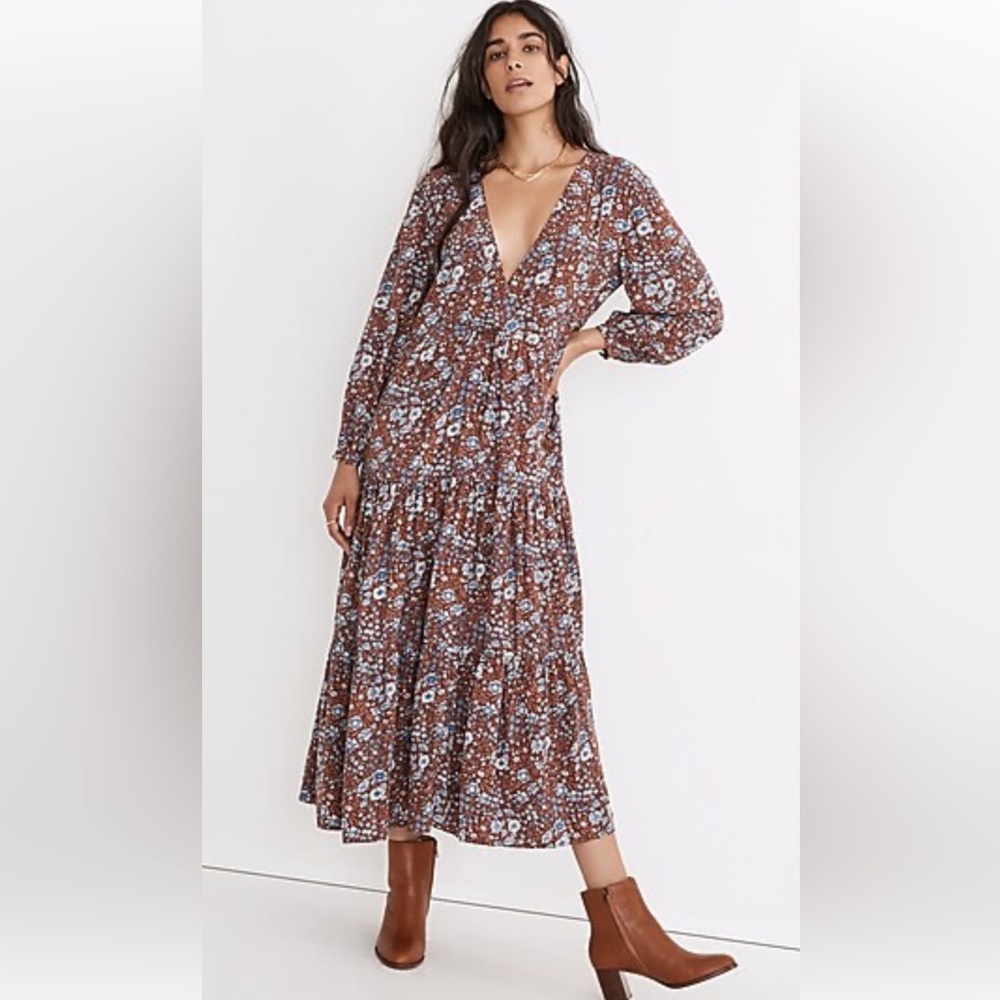 Madewell Challis Wrap Dress in Woodland Floral